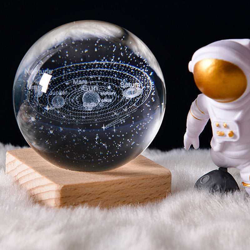 3D Galaxy Crystal Ball Nattlampa Dekorativ Lampa