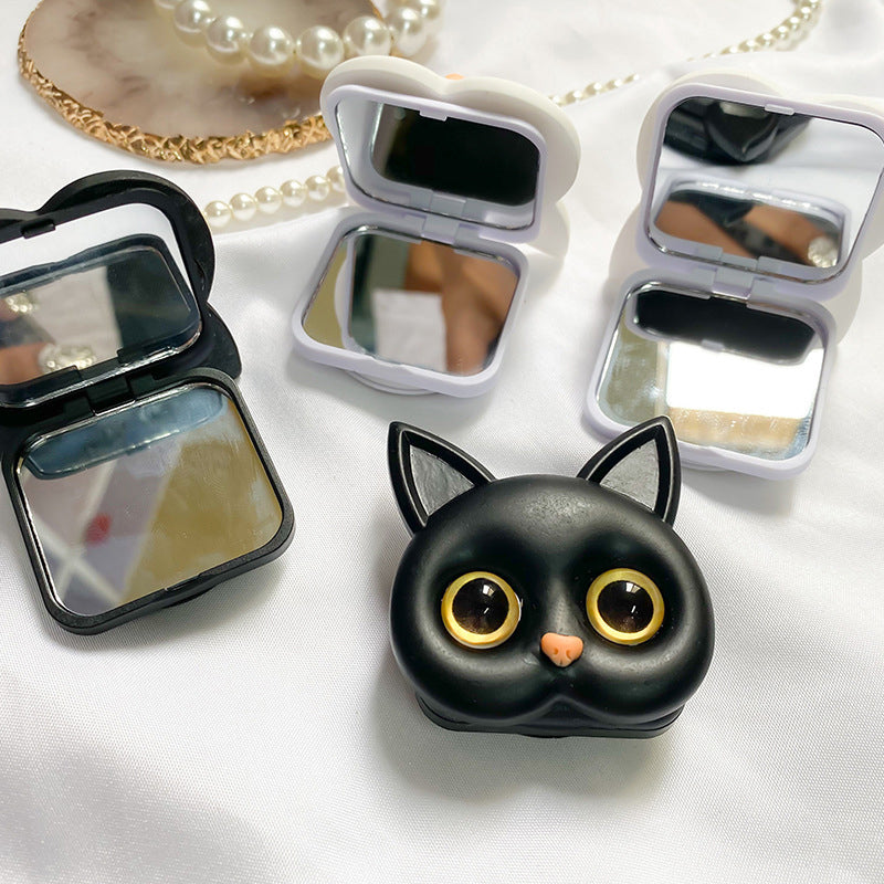 3D söt katt telefonhållare med mini spegel
