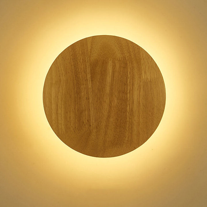Modern Minimalist Rund Oregelbunden Oval Trä LED Vägglampa för Vardagsrum