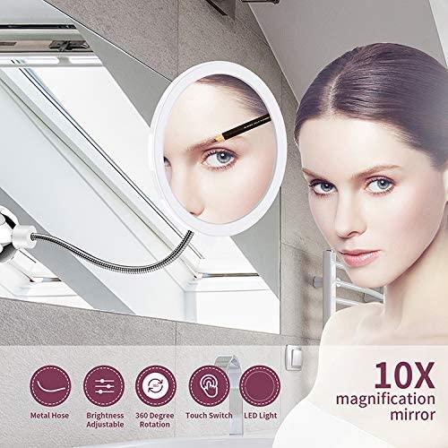 Makeup-spegel med LED &amp;amp; förstoring - med sugkopp och flexibel arm |