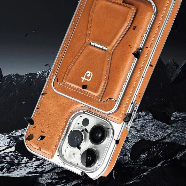 Lyxigt läder magnetiskt telefonfodral