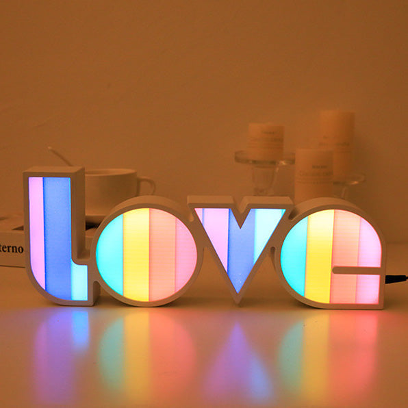 Modern Art Deco vattentät PS LOVE bokstäver LED bordslampa för sovrummet