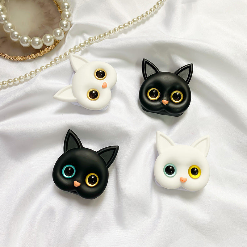 3D Söt Katt Telefonhållare med Mini Spegel