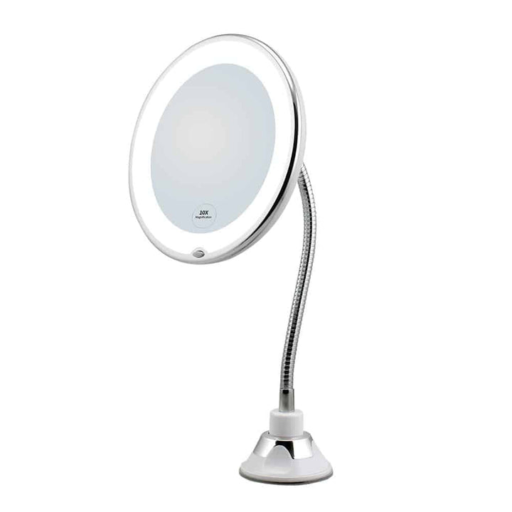 Makeup-spegel med LED &amp;amp; förstoring - med sugkopp och flexibel arm |