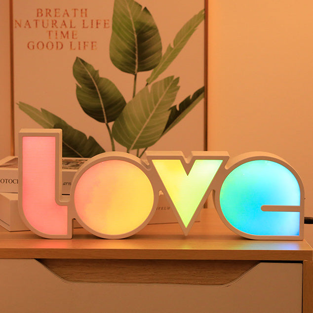 Modern Art Deco vattentät PS LOVE bokstäver LED bordslampa för sovrummet
