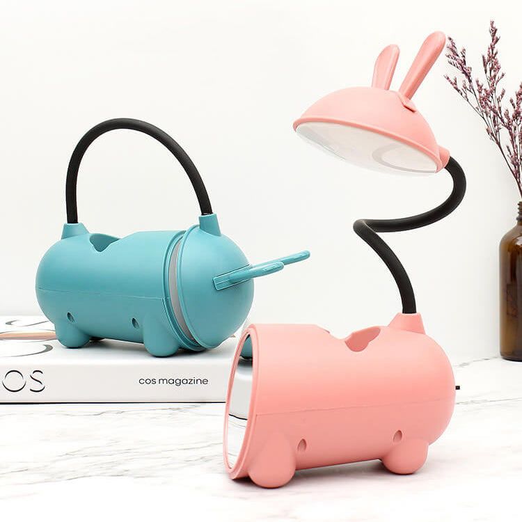 Tecknad Kreativ Kanin LED Touch USB Pennhållare Skrivbordslampa