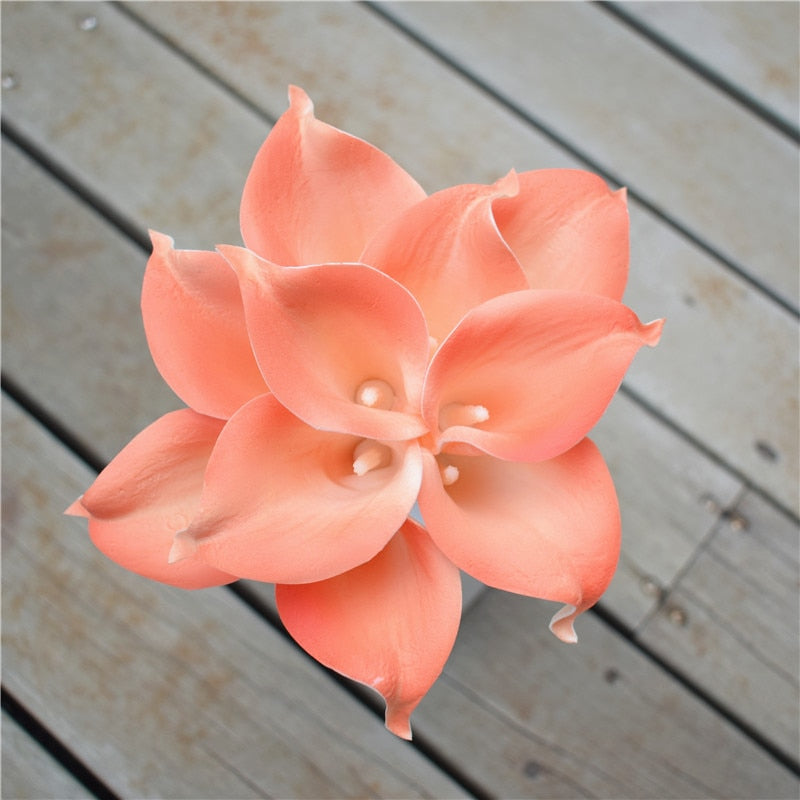 10 marinblå Calla-liljor PU Real Touch blommor bröllopsdekoration buketter borddekoration konstgjorda blommor heminredning