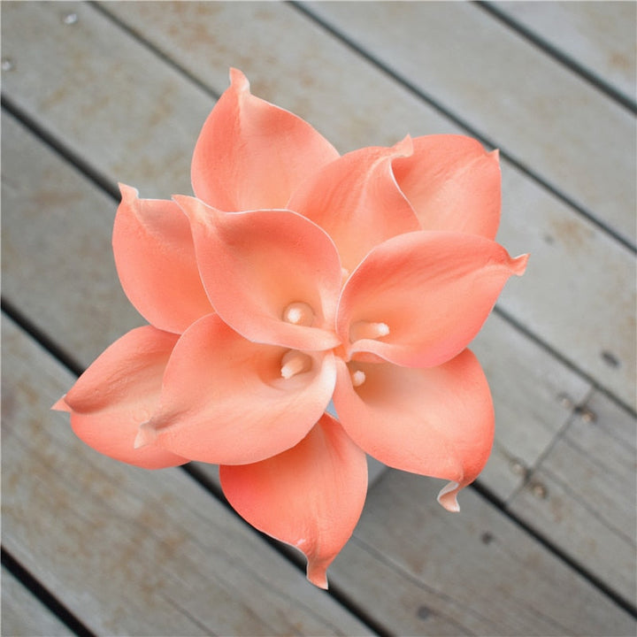 10 marinblå Calla-liljor PU Real Touch blommor bröllopsdekoration buketter borddekoration konstgjorda blommor heminredning