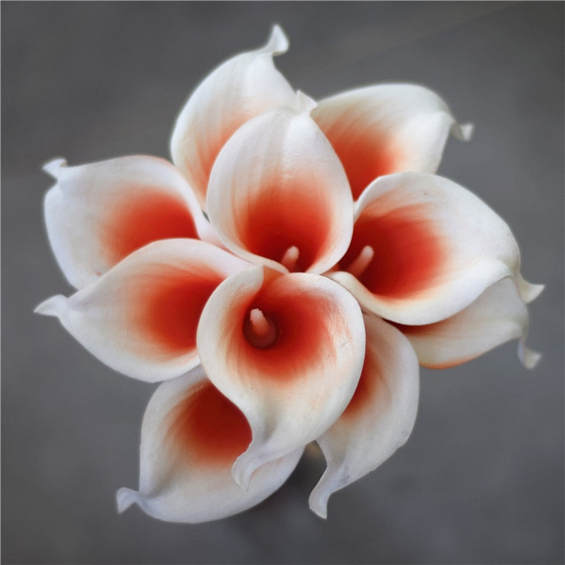 10 marinblå Calla-liljor PU Real Touch blommor bröllopsdekoration buketter borddekoration konstgjorda blommor heminredning