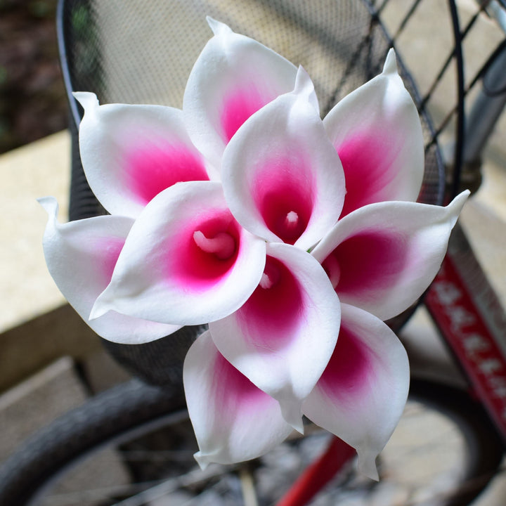 10 marinblå Calla-liljor PU Real Touch blommor bröllopsdekoration buketter borddekoration konstgjorda blommor heminredning