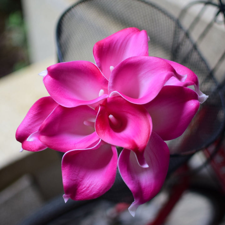 10 marinblå Calla-liljor PU Real Touch blommor bröllopsdekoration buketter borddekoration konstgjorda blommor heminredning