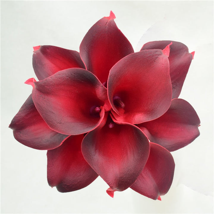 10 marinblå Calla-liljor PU Real Touch blommor bröllopsdekoration buketter borddekoration konstgjorda blommor heminredning