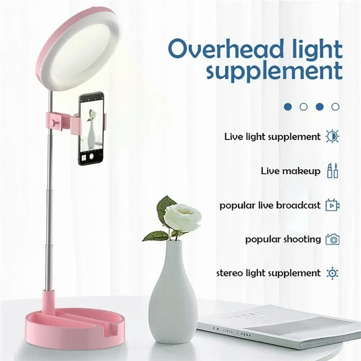 Selfie Ring Light med Makeup Spegel &amp; Telefonhållare Kit