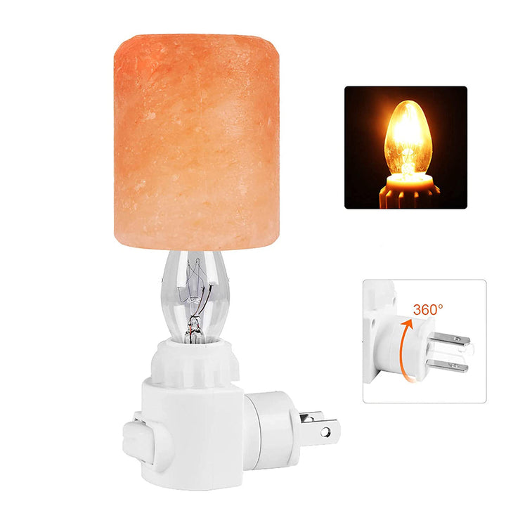 Naturlig kristall Himalaya salt lampa | Pluggbara sänglampa