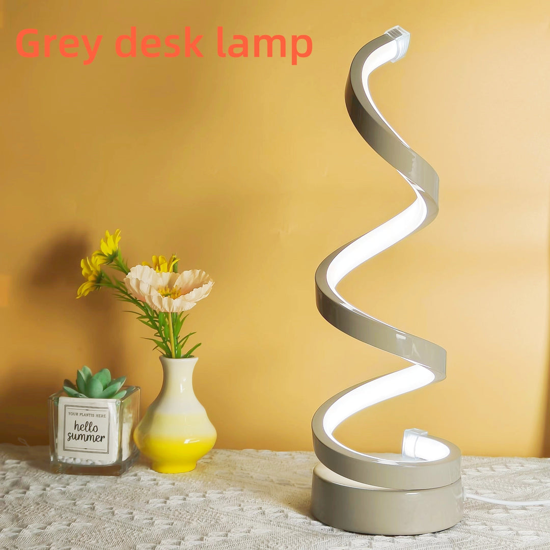 Modern Spiral Table Lamp – Kreativ LED Skrivbordslampa med Mjuk Varmt Ljus, Perfekt för Sovrum, Vardagsrum och Studier