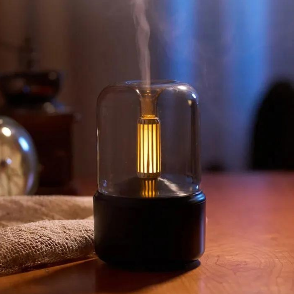 Retro Aroma Diffuser med Nattljus - USB Doftolja Luftfuktare för Hemmet och Kontoret
