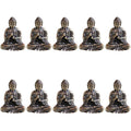10 stycken mini mässings Buddha-statyer för resande, buddhistisk tillbedjan, heminredning, kontorsdekoration