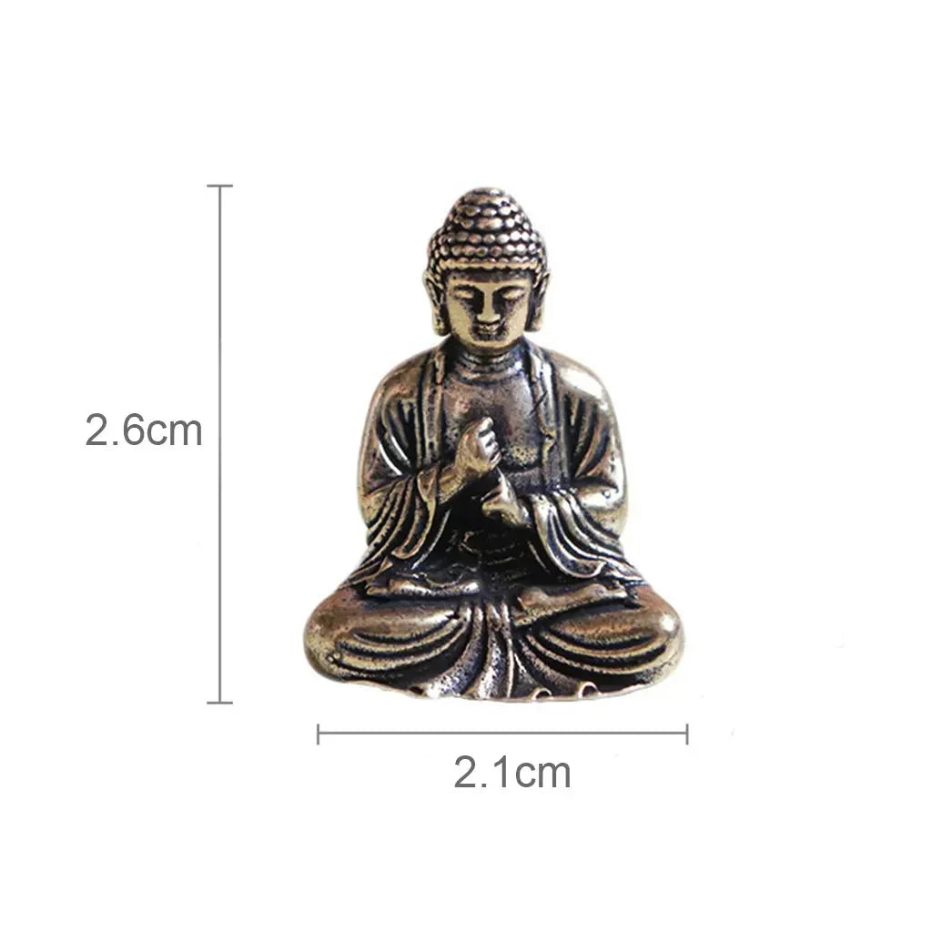 10 stycken Miniatyr Brons Sittande Buddha Staty Figur för Resa Buddhism Tillbedjan Hem Kontor Skrivbord Dekoration