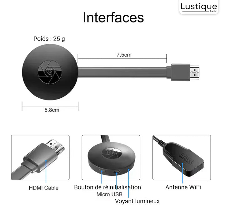 Trådlös HDMI Display Adapter | MediaLink 1080P WiFi Skärm Spegling för Android, iOS, Windows &amp; Mac