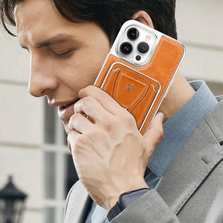 Lyxigt läder magnetiskt telefonfodral