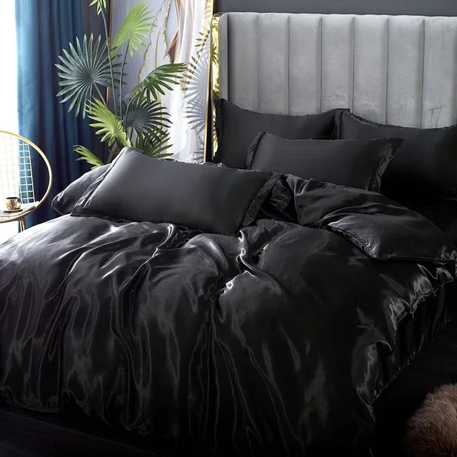Lyxigt Siden Satin Sängkläder Set - SilkElegance