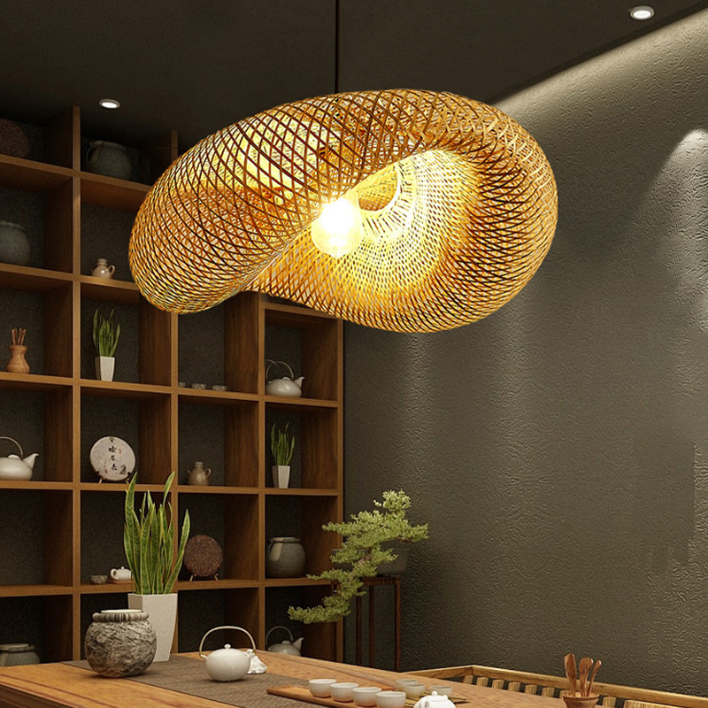 Rattan Vävd Bambu - Pendellampa - LED - Ljus