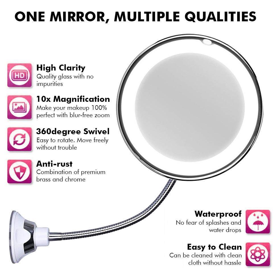10x Zoom LED Makeup Spegel