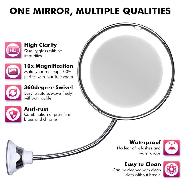 10x Zoom LED Makeup Spegel
