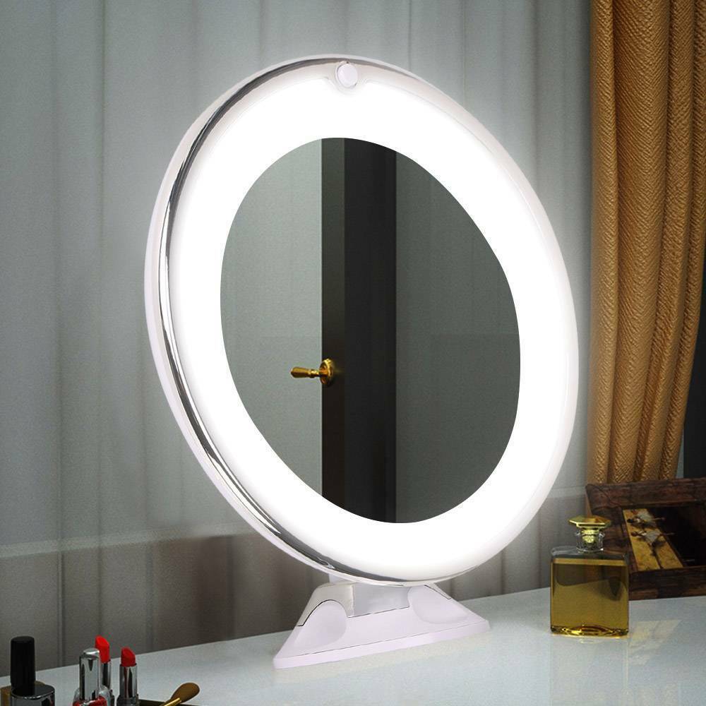 Lunora LED Makeup Spegel | 10x Förstoring | 360° Rotera | Kompakt &amp; Resvänlig