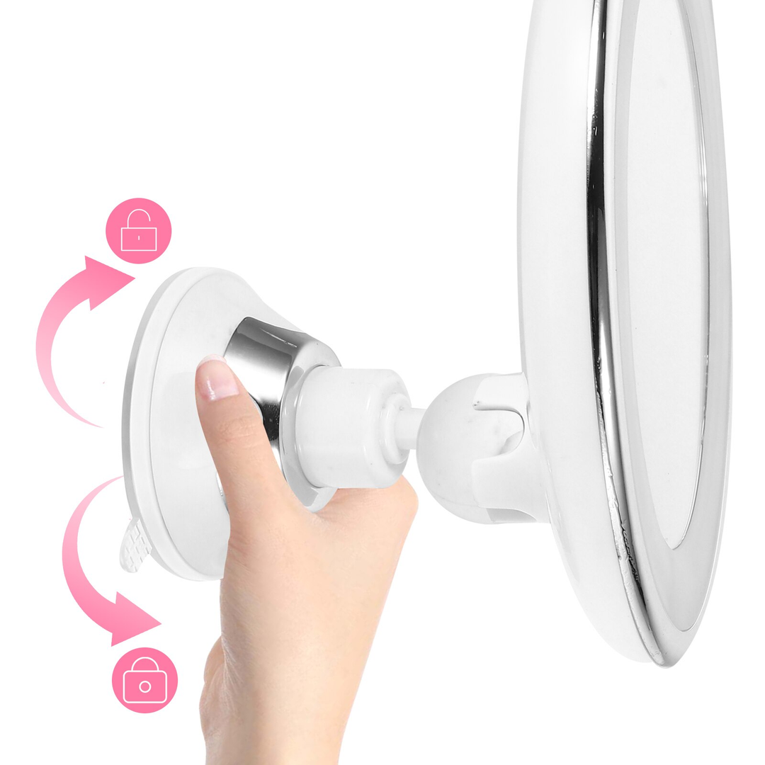 Lunora LED Makeup Spegel | 10x Förstoring | 360° Rotera | Kompakt &amp; Resvänlig