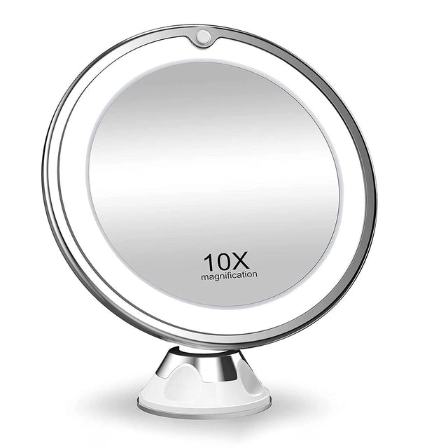 Lunora LED Makeup Spegel | 10x Förstoring | 360° Rotera | Kompakt & Resvänlig