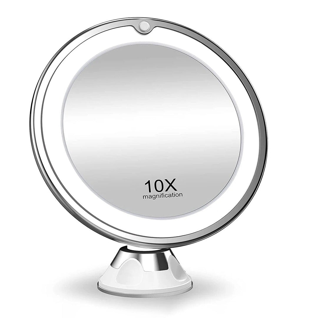 Lunora LED Makeup Spegel | 10x Förstoring | 360° Rotera | Kompakt &amp; Resvänlig