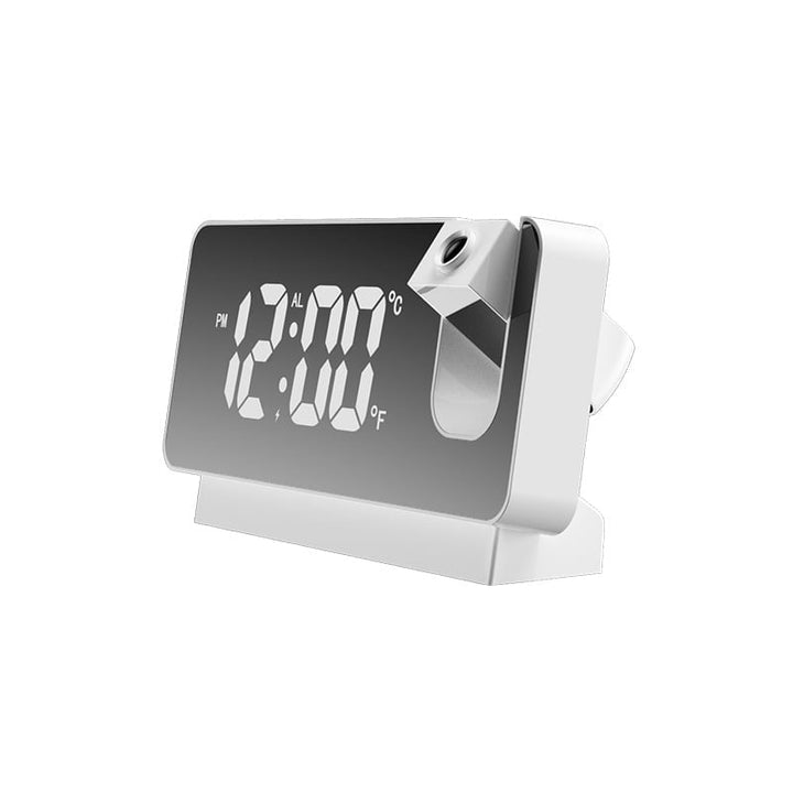Projektionsväckarklocka | LED-display med spegelyta | Dubbelalarm &amp; Temperatur | 19 cm