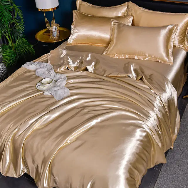 Lyxigt Solid Satin Täcke - SilkSerenity