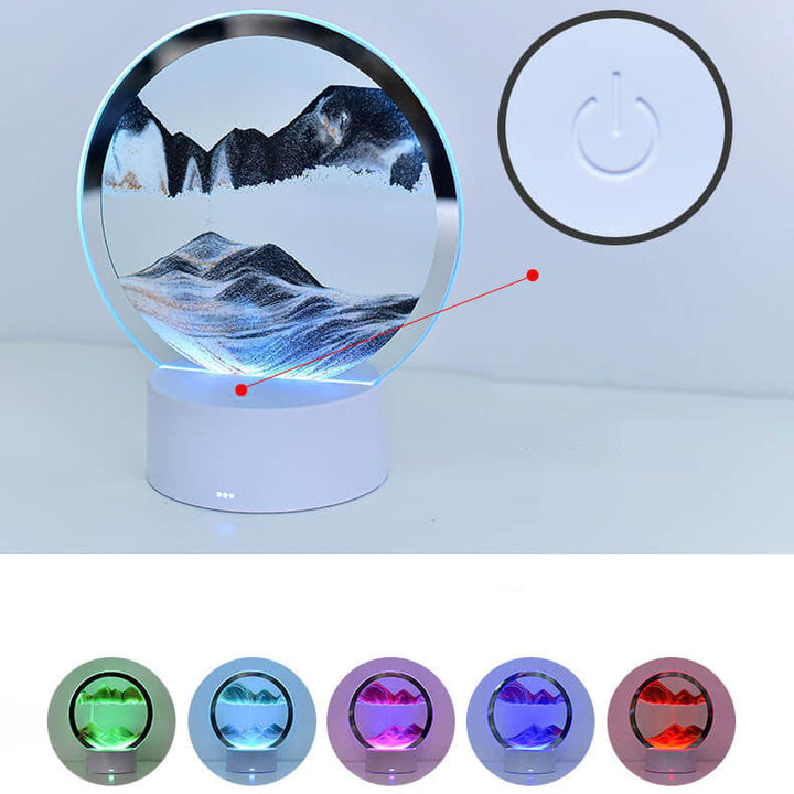 Kreativ Rund Timglas Quicksand 3D LED Nattlampa Bordslampa