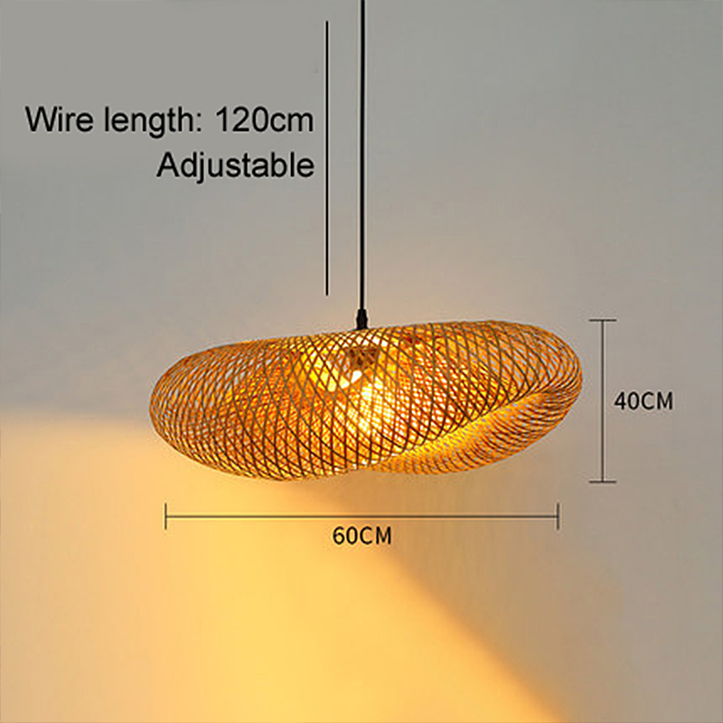 Rattan Vävd Bambu - Pendellampa - LED - Ljus
