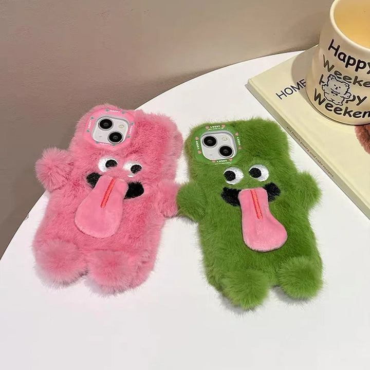 Rolig Plush Telefonfodral med Utstickande Tunga för iPhone