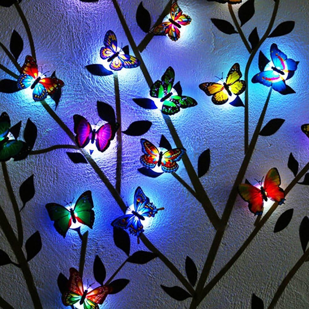 12-Pack: LED Fjäril Dekoration Nattlampa
