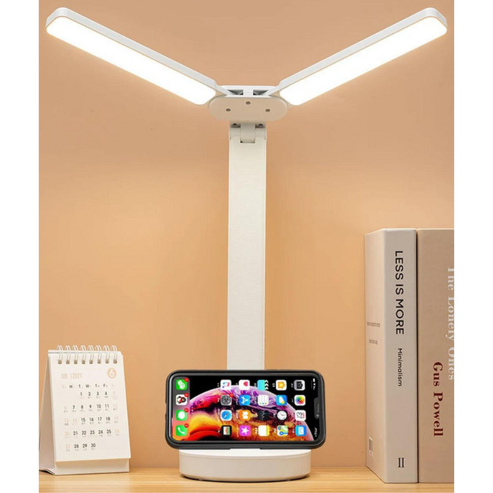 Justerbar Lampa för Läsning - Uppladdningsbar Dimmbar med Telefonbord