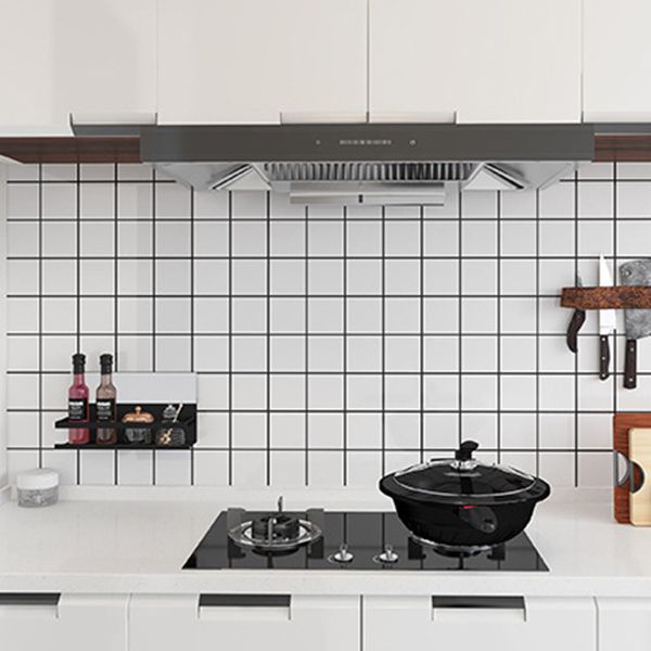 Vit Peel &amp; Stick Tile Spegel Plast Rutmönster Tapet för Kök och Badrum
