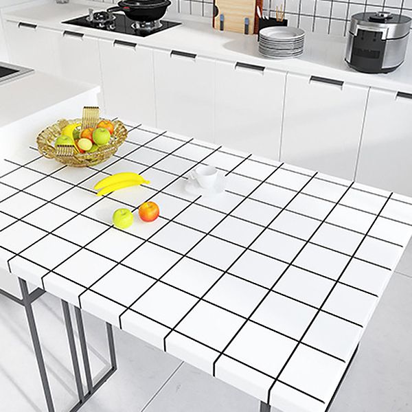 Vit Peel &amp; Stick Tile Spegel Plast Rutmönster Tapet för Kök och Badrum