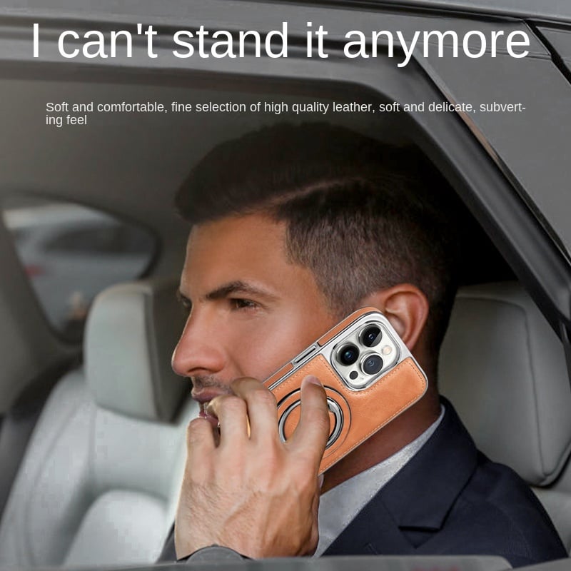 Lyxigt Läder Osynlig Ställ iPhone Fodral
