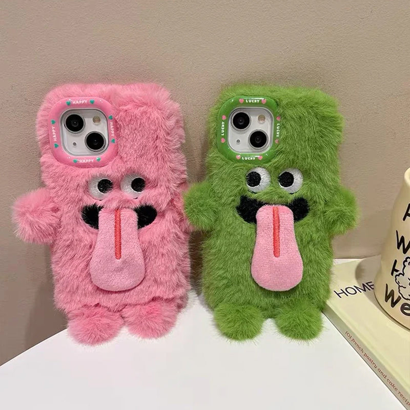 Rolig Plush Telefonfodral med Utstickande Tunga för iPhone