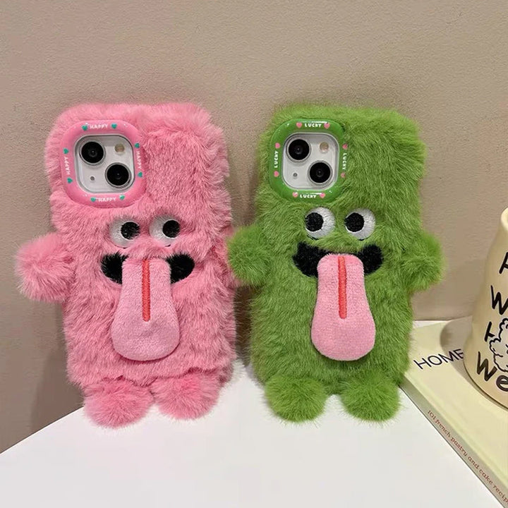 Rolig Plush Telefonfodral med Utstickande Tunga för iPhone