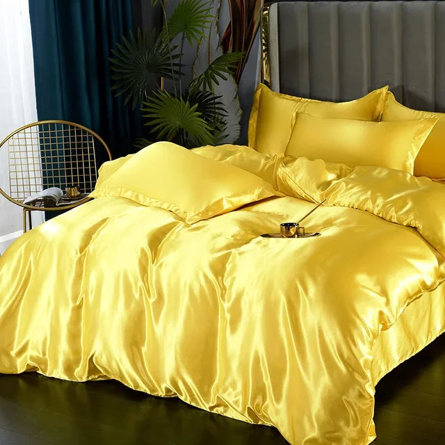 Lyxigt Siden Satin Sängkläder Set - SilkElegance