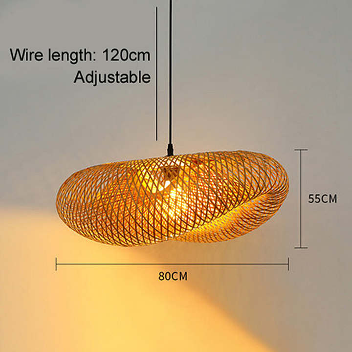 Rattan Vävd Bambu - Pendellampa - LED - Ljus