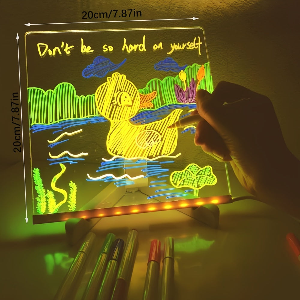 USB LED Noteboard med 12 färgade pennor - Ljust meddelandeboard för kontor och hem