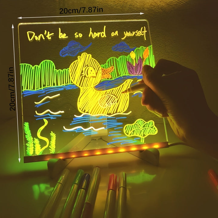 USB LED Noteboard med 12 färgade pennor - Ljust meddelandeboard för kontor och hem