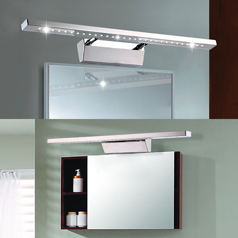 Rektangulär Inomhus Spegelbelysning i Rostfritt Stål 16"/19.5" W LED Modern Väggmonterad Lampa i Krom, Varm/Vit Belysning