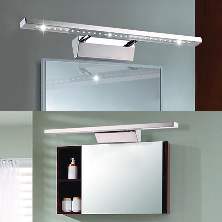Rektangulär Inomhus Spegelbelysning i Rostfritt Stål 16"/19.5" W LED Modern Väggmonterad Lampa i Krom, Varm/Vit Belysning